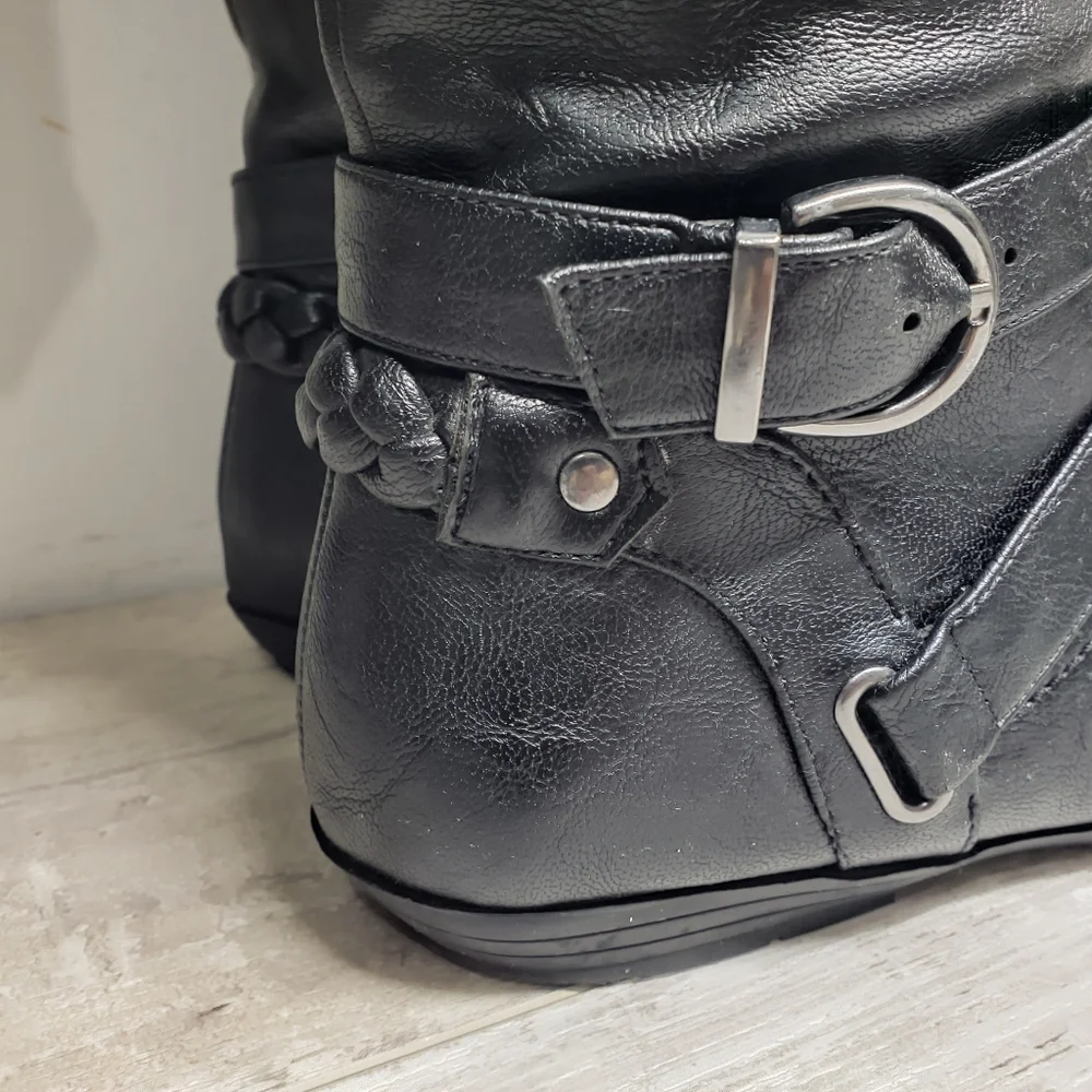 White Mountain Knee-High Boots Size 7 Black Fairfield Rider Boots